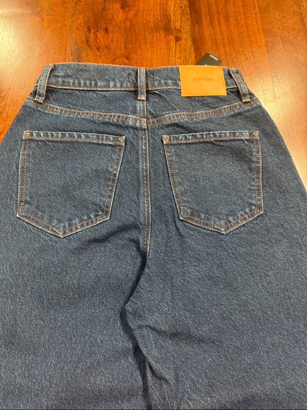 High Waisted Dark Wash Tall Hem Wide Leg Ankle Jeans - Picture 9 of 12